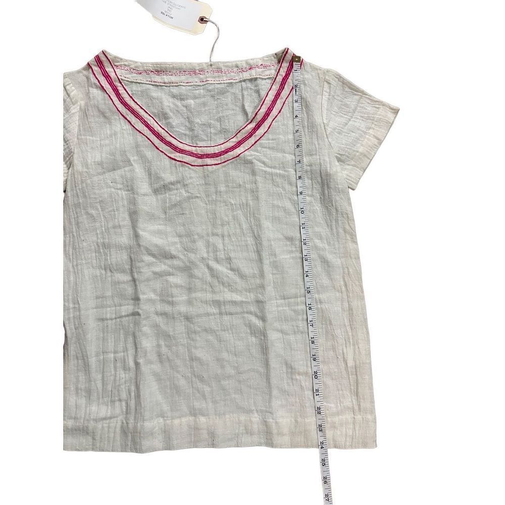 NEW Lemlem Bella Tee 100% cotton white pink trim sz small - Picture 5 of 6